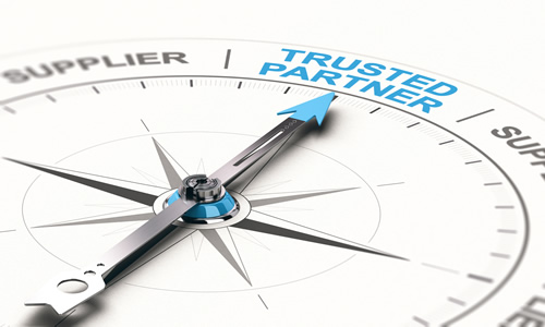 navigation compass pointing to trusted partner