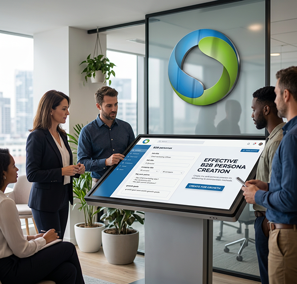 AI Created Professional Office Setting with Web Cola Media Branding Effective Methods for Creating B2B Personas To Grow